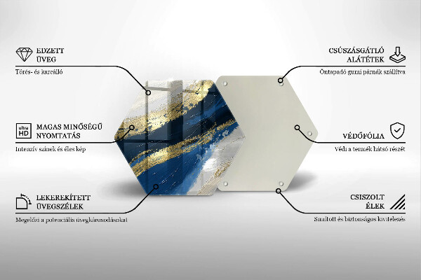 Skärbräda glas sexhörning Textur med guld