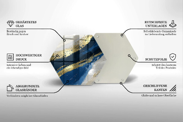 Skärbräda glas sexhörning Textur med guld