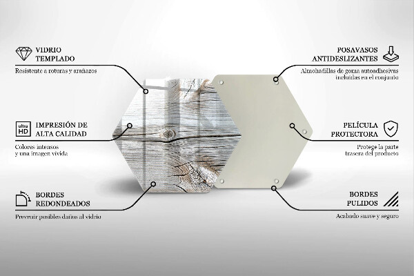 Skärbräda glas sexhörning Ljus trästruktur