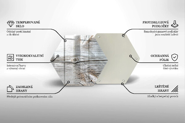 Skärbräda glas sexhörning Ljus trästruktur