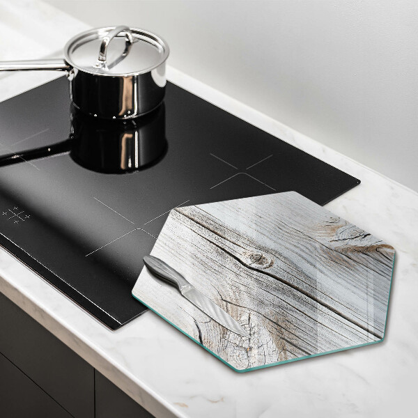 Skärbräda glas sexhörning Ljus trästruktur