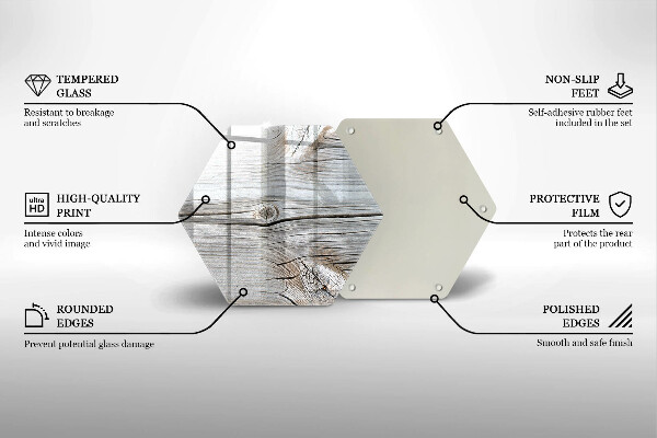 Skärbräda glas sexhörning Ljus trästruktur