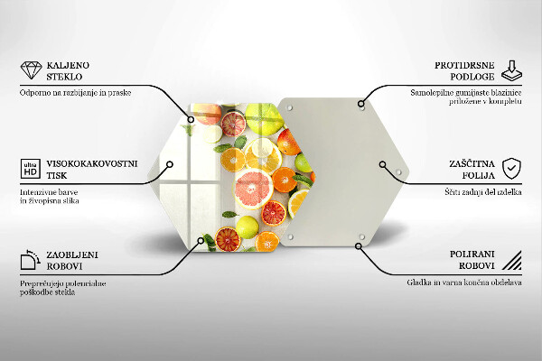 Skärbräda glas sexhörning Citrusfrukter