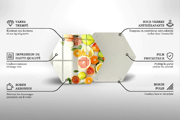 Skärbräda glas sexhörning Citrusfrukter
