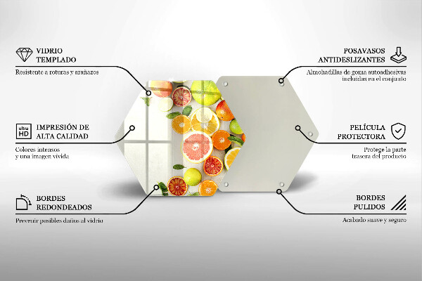 Skärbräda glas sexhörning Citrusfrukter