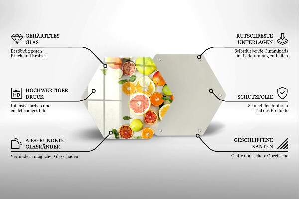 Skärbräda glas sexhörning Citrusfrukter