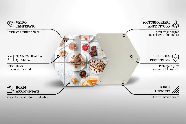 Skärbräda glas sexhörning Tårtans sötma