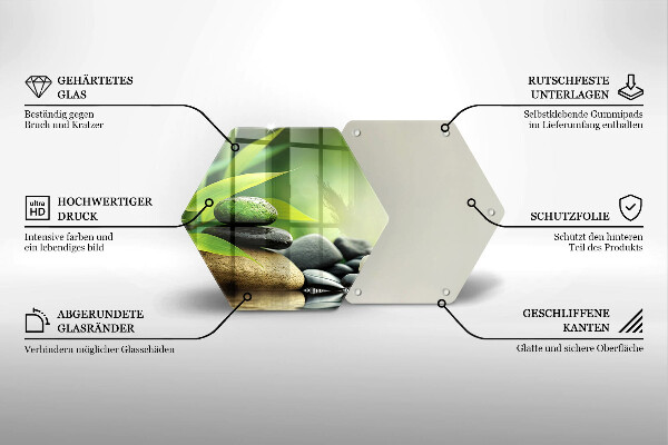Skärbräda glas sexhörning Zen bambu stenar