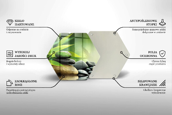 Skärbräda glas sexhörning Zen bambu stenar