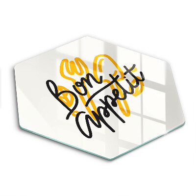 Skärbräda glas sexhörning Bon Appetit inskription