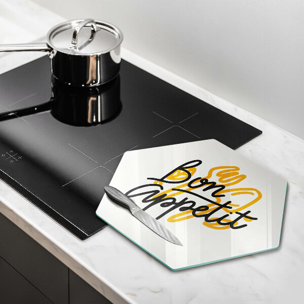 Skärbräda glas sexhörning Bon Appetit inskription