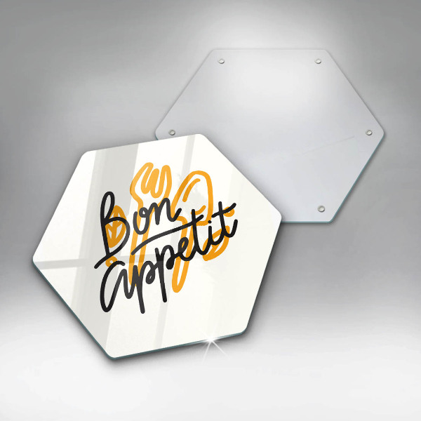 Skärbräda glas sexhörning Bon Appetit inskription