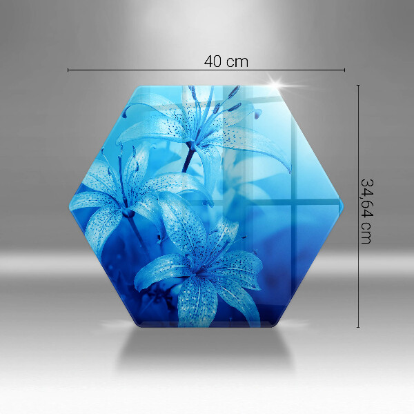 Skärbräda glas sexhörning Blå blommor