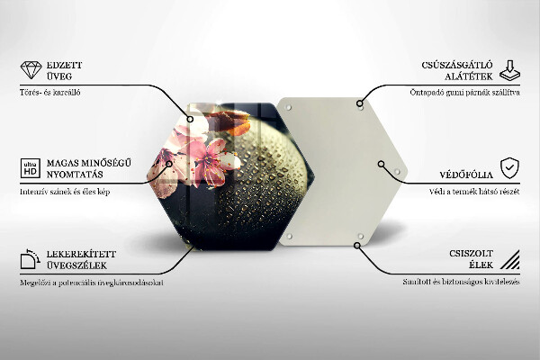 Skärbräda glas sexhörning Blommor zen stenar