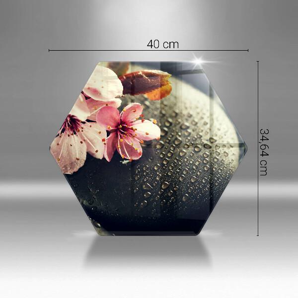 Skärbräda glas sexhörning Blommor zen stenar