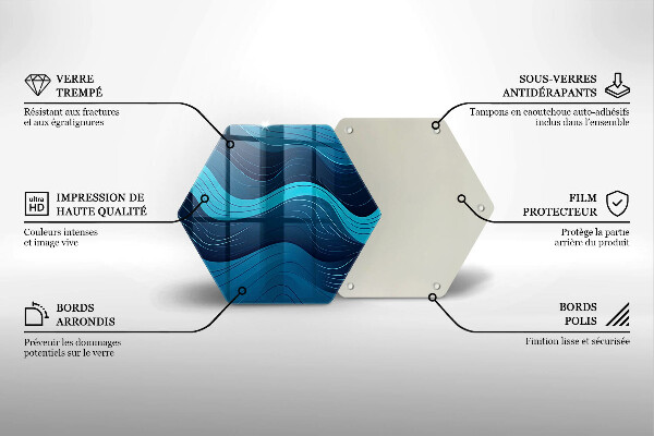 Skärbräda glas sexhörning Abstrakta vågor