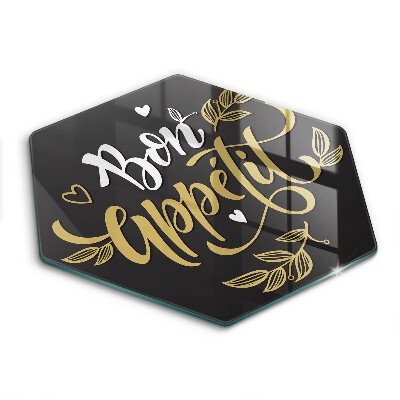 Skärbräda glas sexhörning Bon Appetit inskription