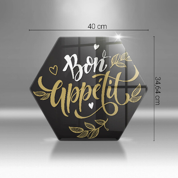 Skärbräda glas sexhörning Bon Appetit inskription