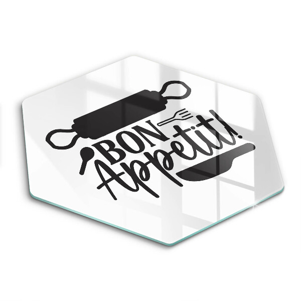 Skärbräda glas sexhörning Bon Appetit inskription