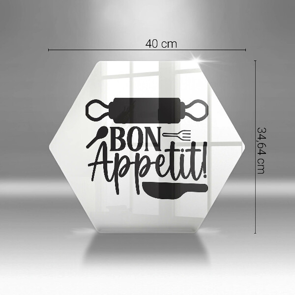 Skärbräda glas sexhörning Bon Appetit inskription
