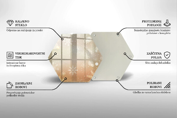 Skärbräda glas sexhörning Snöflingor