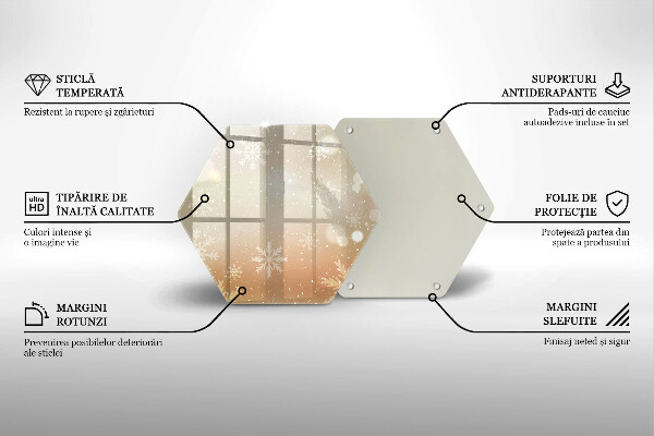 Skärbräda glas sexhörning Snöflingor