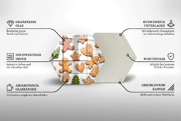 Skärbräda glas sexhörning Jul pepparkakor