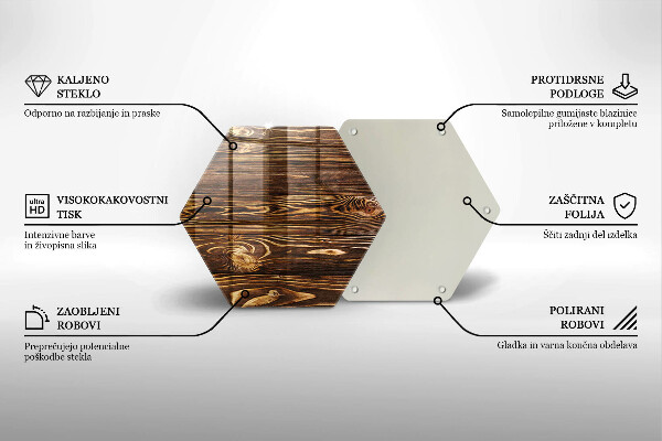 Skärbräda glas sexhörning Trästruktur