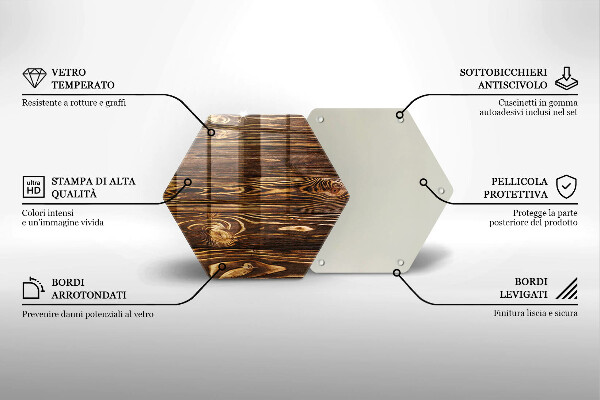 Skärbräda glas sexhörning Trästruktur