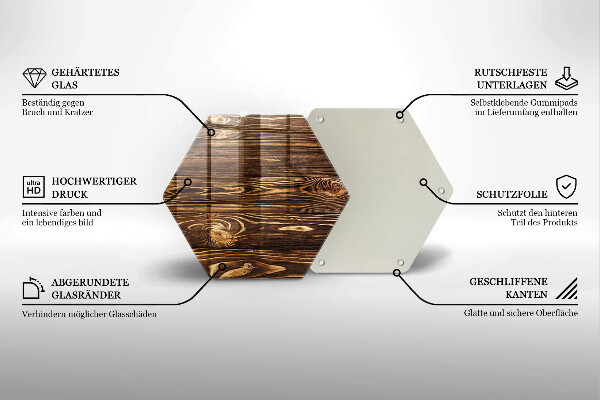 Skärbräda glas sexhörning Trästruktur