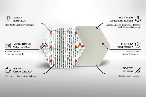Skärbräda glas sexhörning Sked illustration