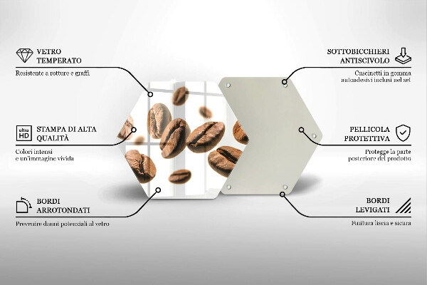 Skärbräda glas sexhörning Kaffebönor