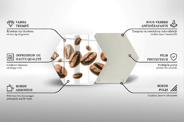 Skärbräda glas sexhörning Kaffebönor