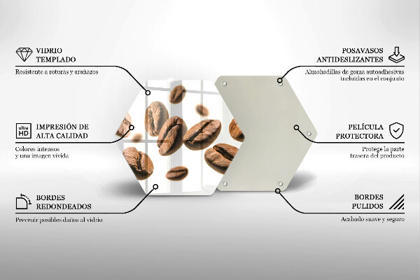 Skärbräda glas sexhörning Kaffebönor