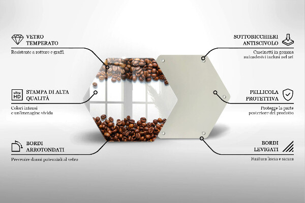 Skärbräda glas sexhörning Kaffebönor