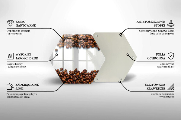Skärbräda glas sexhörning Kaffebönor