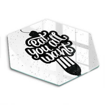 Skärbräda glas sexhörning Inskriptionen Ät ni alla vill ha