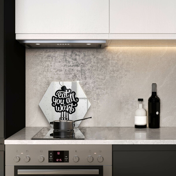 Skärbräda glas sexhörning Inskriptionen Ät ni alla vill ha