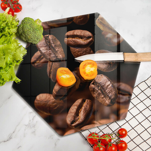 Skärbräda glas sexhörning Bruna kaffebönor