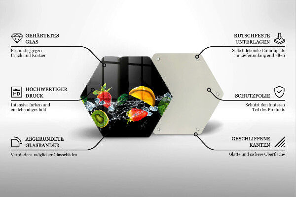 Skärbräda glas sexhörning Frukt i vatten