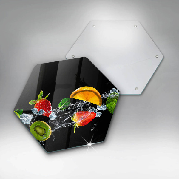 Skärbräda glas sexhörning Frukt i vatten