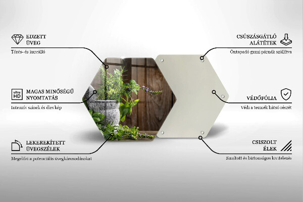 Skärbräda glas sexhörning Gröna örter