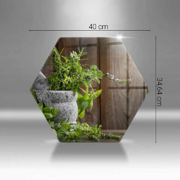 Skärbräda glas sexhörning Gröna örter