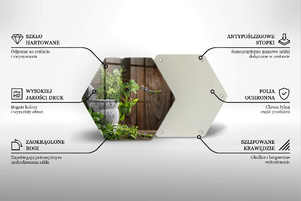 Skärbräda glas sexhörning Gröna örter