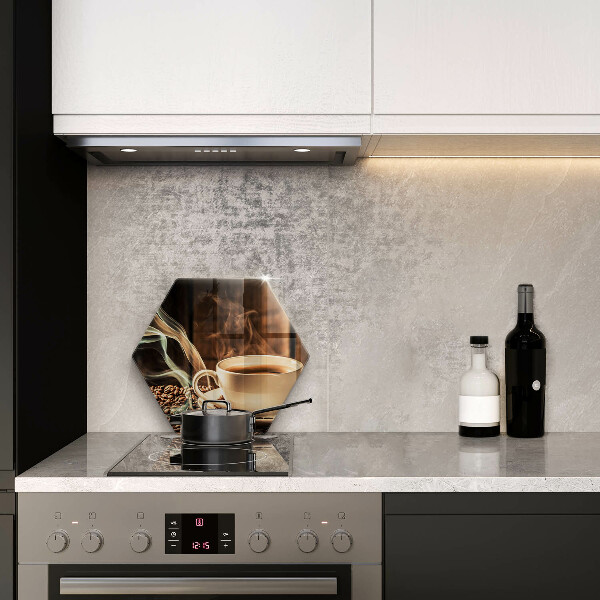 Skärbräda glas sexhörning Kopp och kaffebönor