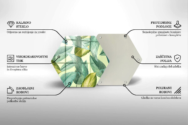 Skärbräda glas sexhörning Gröna tropiska löv