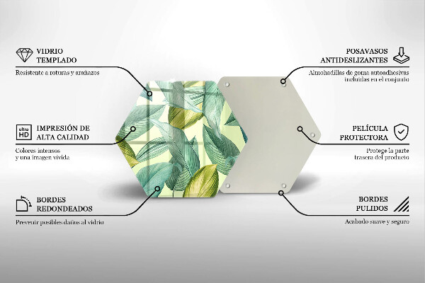 Skärbräda glas sexhörning Gröna tropiska löv