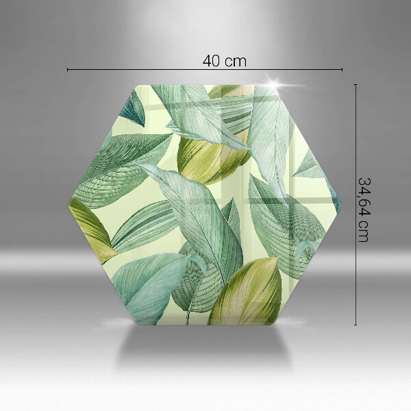 Skärbräda glas sexhörning Gröna tropiska löv