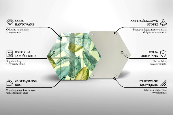 Skärbräda glas sexhörning Gröna tropiska löv