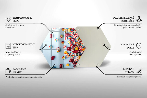 Skärbräda glas sexhörning Färgglada godis